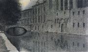 Fernand Khnopff memory of Flanders A canal oil